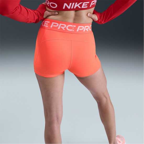 Nike Дамски Шорти Pro Three Inch Shorts Womens Оранжево/Бяло Дамски клинове за фитнес