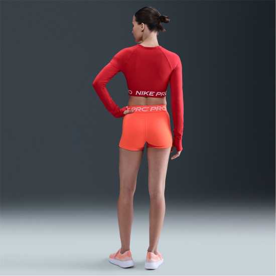 Nike Дамски Шорти Pro Three Inch Shorts Womens Оранжево/Бяло Дамски клинове за фитнес