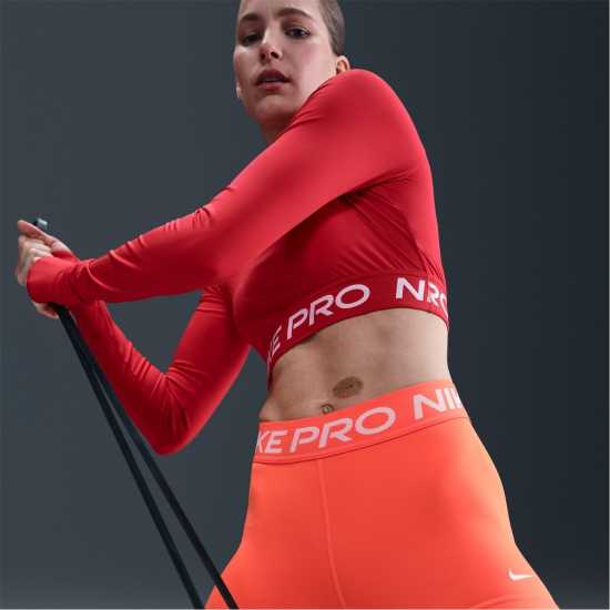 Nike Дамски Шорти Pro Three Inch Shorts Womens Оранжево/Бяло Дамски клинове за фитнес