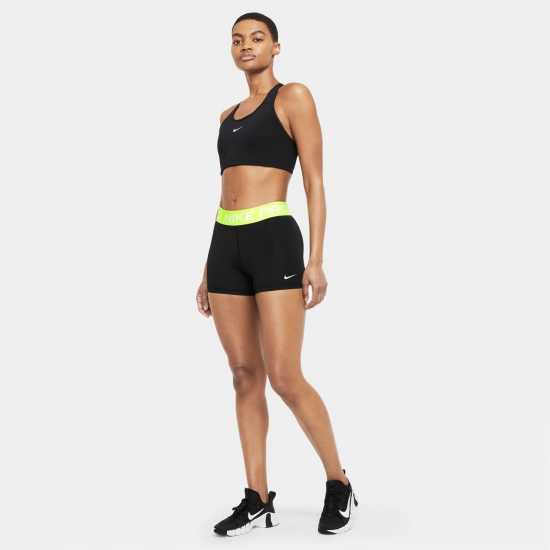 Nike Дамски Шорти Pro Three Inch Shorts Womens Black/ Volt Дамски клинове за фитнес