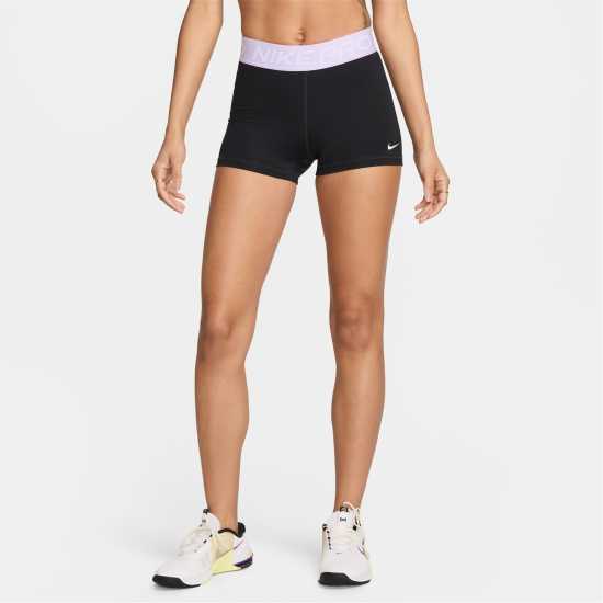 Nike Дамски Шорти Pro Three Inch Shorts Womens Black/Lilac - Дамски клинове за фитнес