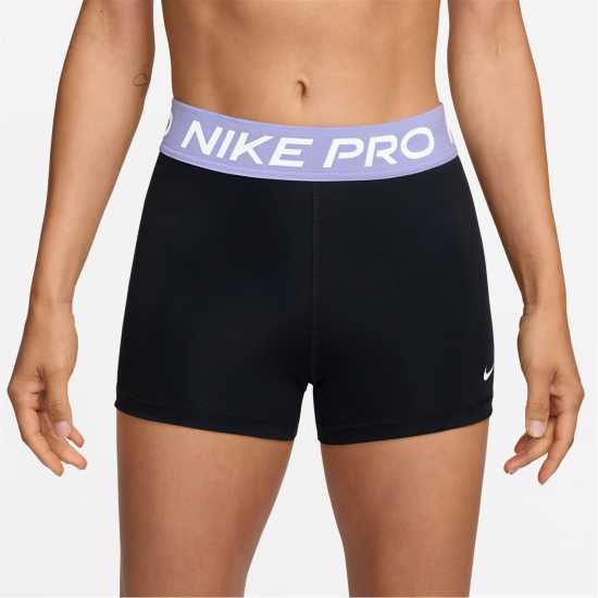 Nike Дамски Шорти Pro Three Inch Shorts Womens Черно/Лилаво Дамски клинове за фитнес
