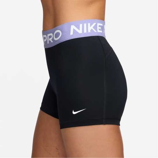 Nike Дамски Шорти Pro Three Inch Shorts Womens Черно/Лилаво Дамски клинове за фитнес