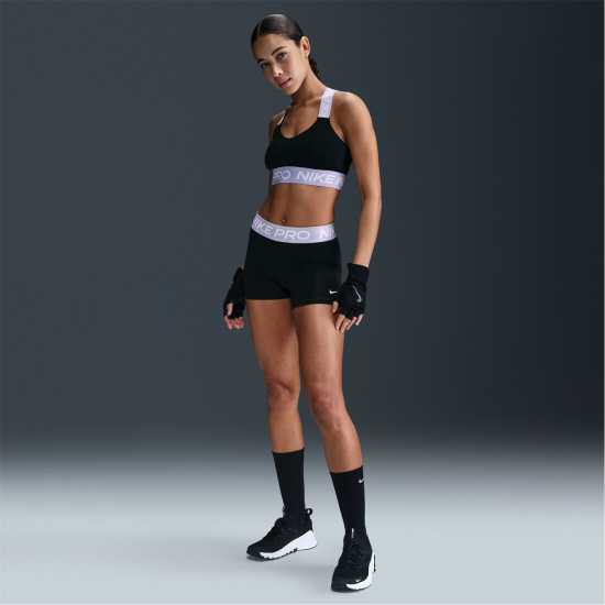 Nike Дамски Шорти Pro Three Inch Shorts Womens Черно/Лилаво Дамски клинове за фитнес