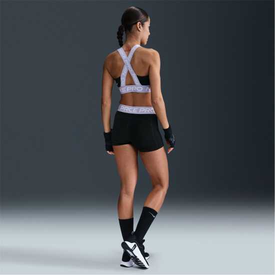 Nike Дамски Шорти Pro Three Inch Shorts Womens Черно/Лилаво Дамски клинове за фитнес