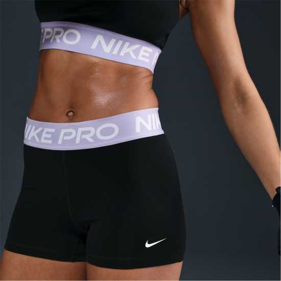 Nike Дамски Шорти Pro Three Inch Shorts Womens Черно/Лилаво Дамски клинове за фитнес
