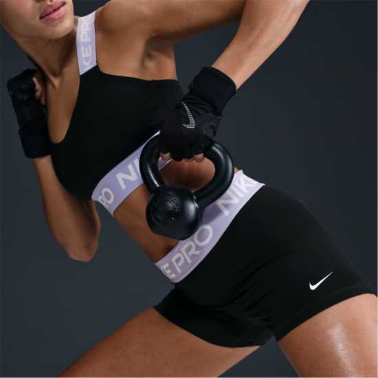 Nike Дамски Шорти Pro Three Inch Shorts Womens Черно/Лилаво Дамски клинове за фитнес