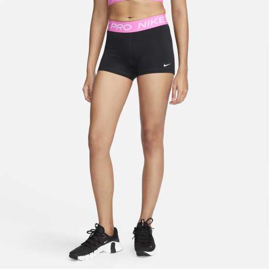 Дамски клинове за фитнес Nike Дамски Шорти Pro Three Inch Shorts Womens Blk/Ply Pnk/Wht Nike Дамски Шорти Pro Three Inch Shorts Womens Blk/Ply Pnk/Wht Дамски клинове за фитнес
