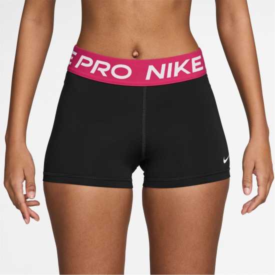 Nike Дамски Шорти Pro Three Inch Shorts Womens Black/Rush Pink Дамски клинове за фитнес