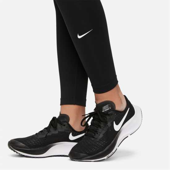 Nike Dri-FIT One Big Kids' (Girls') Leggings Black/White Дрехи за фитнес