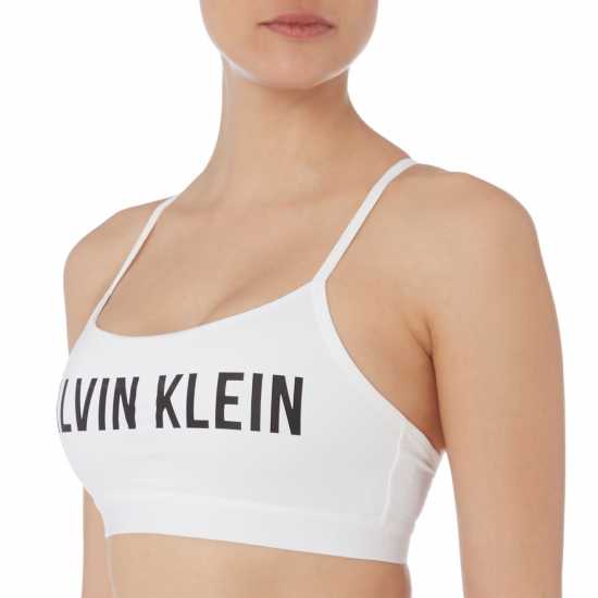 Calvin Klein Performance Low Logo Sports Bra White - Спортни сутиени