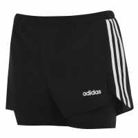 Adidas Дамски Шорти 2-In-1 Shorts Womens Black/White Дамски клинове за фитнес