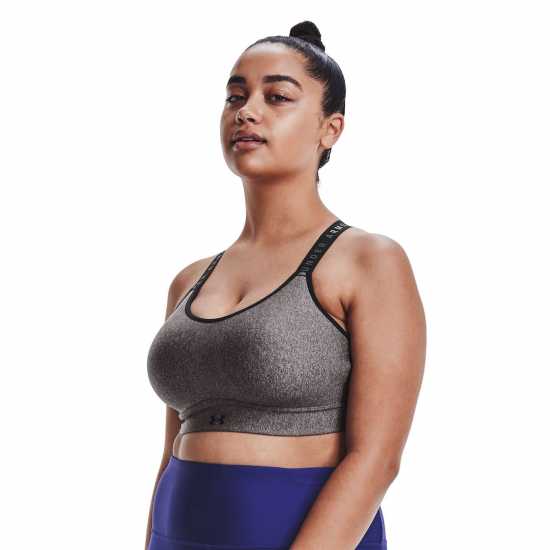 Under Armour Armour Infinity Mid Heather Cover Sports Bra Charcoal/Black - Спортни сутиени