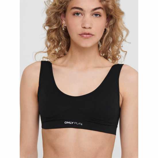 Only Play Play Black Seamless Ruched Sports Bra