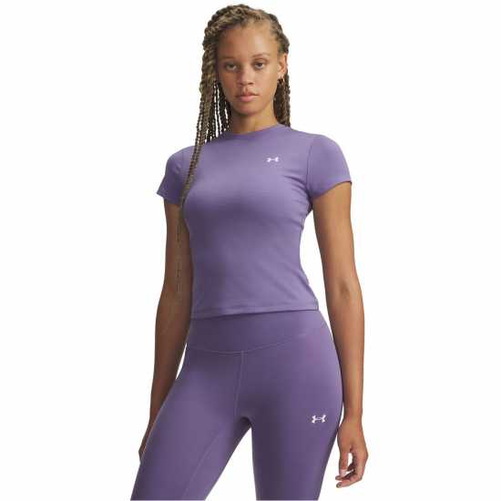 Under Armour Womens Motion Short Sleeve Performance Gym Top Purple/White Under Armour Womens Motion Short Sleeve Performance Gym Top Purple/White