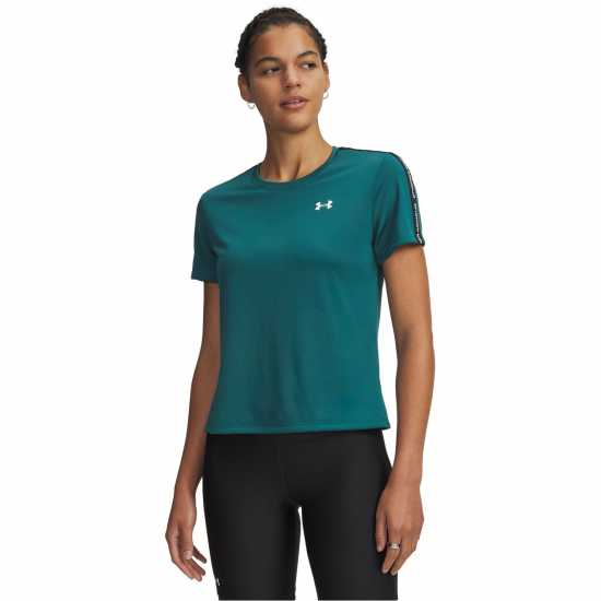 Under Armour Women's Tech Taping Short-Sleeve Performance Gym Top Green/Blck/Whit Under Armour Women's Tech Taping Short-Sleeve Performance Gym Top Green/Blck/Whit