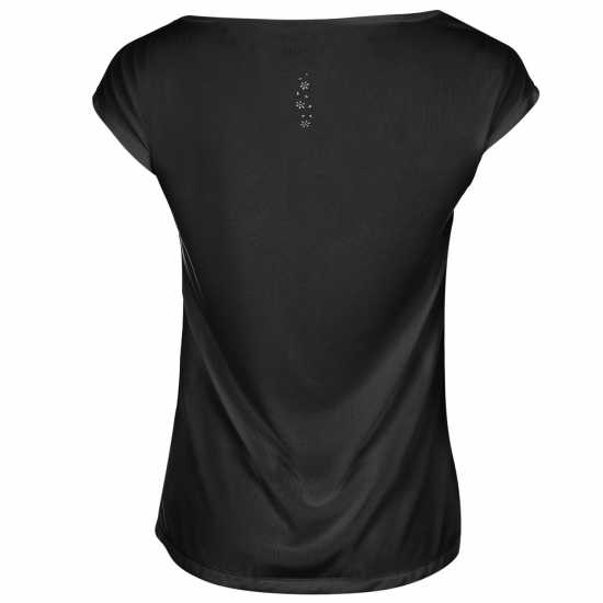 Usa Pro Short Sleeve Sports T-Shirt Womens Black Дамски тениски с яка