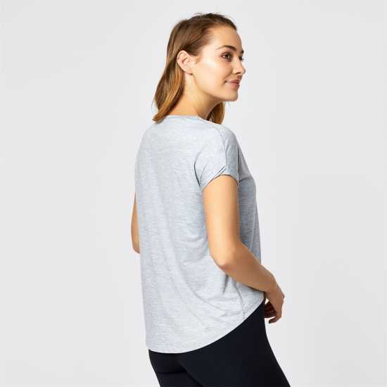 Usa Pro Short Sleeve Sports T-Shirt Womens Grey Marl Дамски тениски с яка