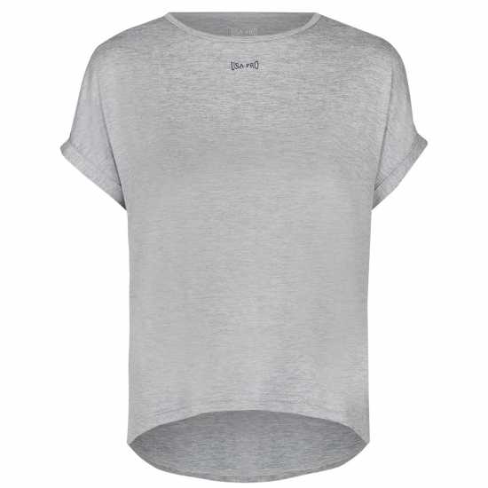 Usa Pro Short Sleeve Sports T-Shirt Womens Grey Marl Дамски тениски с яка