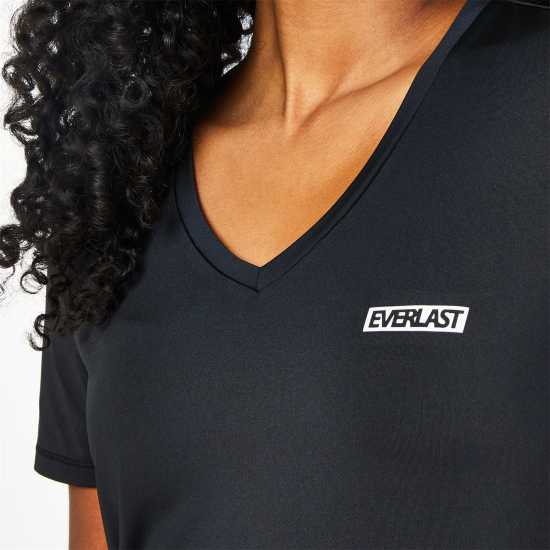 Everlast V Neck Mesh T-Shirt Womens Black Атлетика