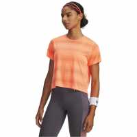 Under Armour Women's Velociti Short Sleeve Performance Gym Top Tangerine/Refl 
