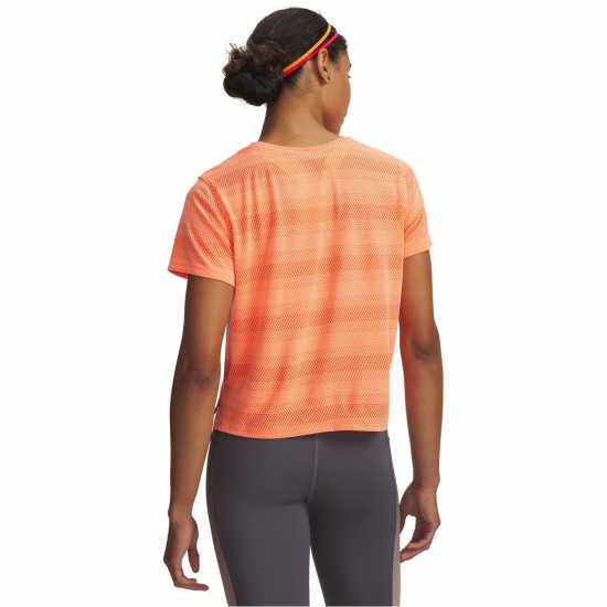 Under Armour Women's Velociti Short Sleeve Performance Gym Top Tangerine/Refl 
