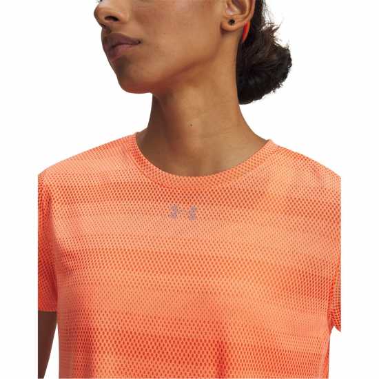 Under Armour Women's Velociti Short Sleeve Performance Gym Top Tangerine/Refl 
