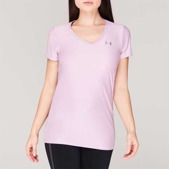 Under Armour Дамска Тениска Tech Solid T Shirt Ladies Rebel Pink - Дамски тениски и фланелки