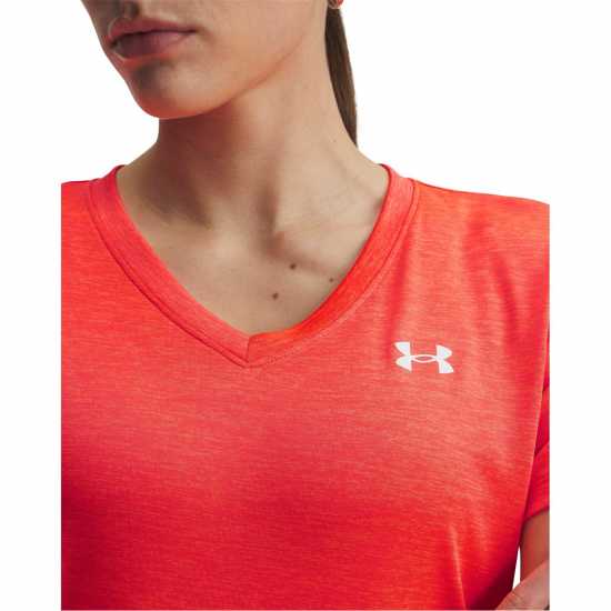 Under Armour Tech™ V-Neck Short Sleeve Womens Venom Red/White 