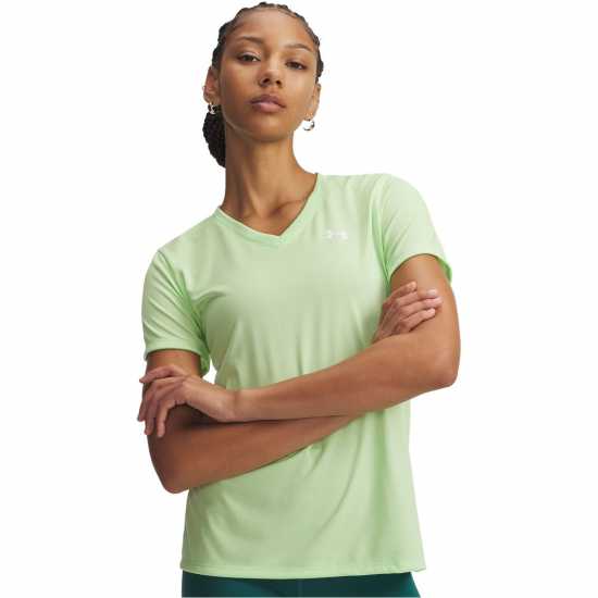 Under Armour Tech™ V-Neck Short Sleeve Womens Lime/White 