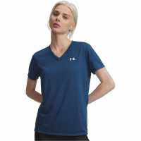 Under Armour Tech™ V-Neck Short Sleeve Womens Wham Blue/White 