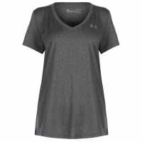 Under Armour Дамска Тениска Tech Solid T Shirt Ladies Carbon Heather Дамски тениски и фланелки