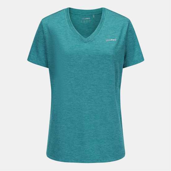 Usa Pro Tech V Tee Ladies Синьо-зелено 