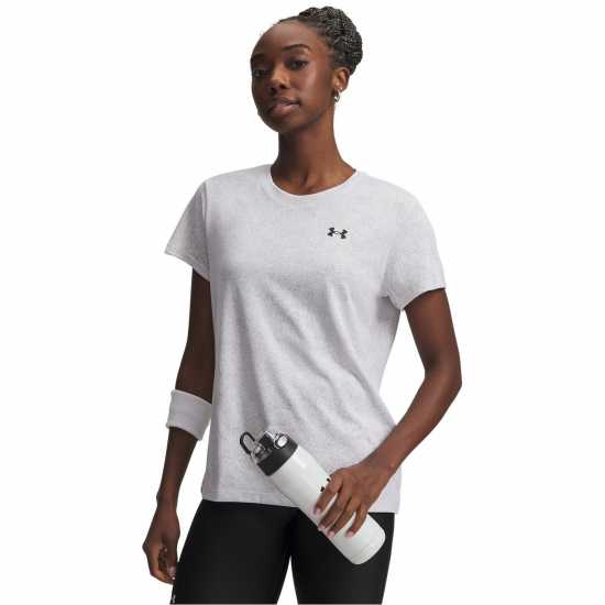 Under Armour Tech Texture Womens Short Sleeve Performance Gym Top White/Black 