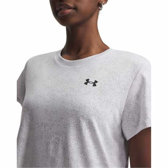 Under Armour Tech Texture Womens Short Sleeve Performance Gym Top White/Black 