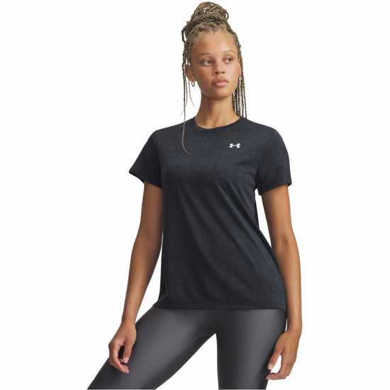 Under Armour Tech Texture Womens Short Sleeve Performance Gym Top Black/White 