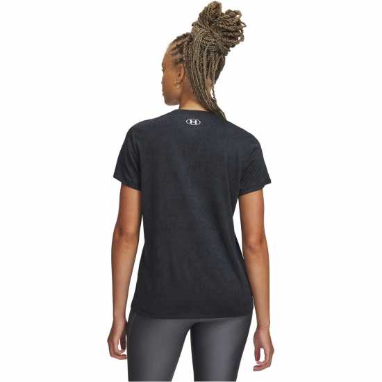 Under Armour Tech Texture Womens Short Sleeve Performance Gym Top Black/White 