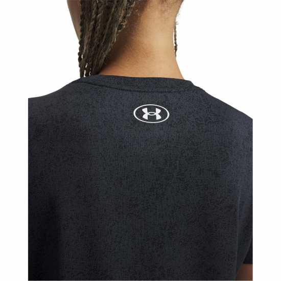 Under Armour Tech Texture Womens Short Sleeve Performance Gym Top Black/White 