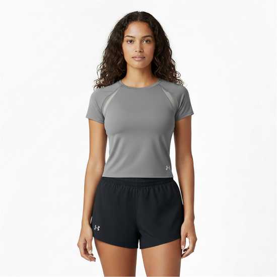 Under Armour Women's Motion Mesh Short Sleeve Performance Gym Top Green/Titanium 