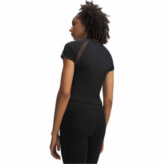 Under Armour Women's Motion Mesh Short Sleeve Performance Gym Top Black 