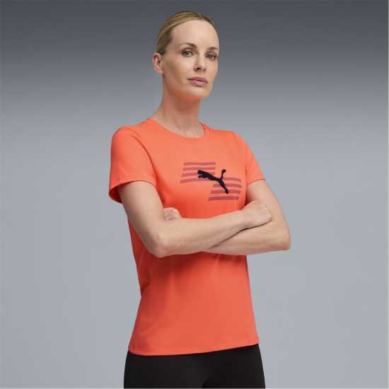 Puma Women's Hyrox Short-Sleeve Performance Gym Top Светещо червено 