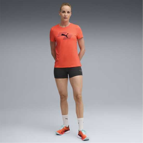 Puma Women's Hyrox Short-Sleeve Performance Gym Top Светещо червено 