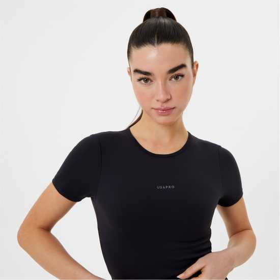 Usa Pro Тениска Short Sleeve Crop T Shirt Black Атлетика