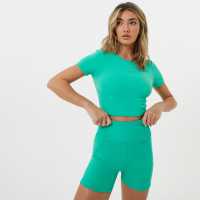 Usa Pro Тениска Short Sleeve Crop T Shirt Jade Green Атлетика