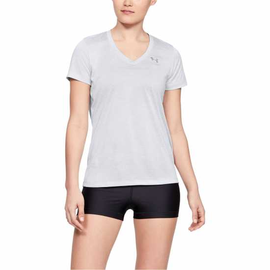 Under Armour Дамска Тениска Tech Twist T Shirt Ladies Halo Grey Дамски тениски с яка