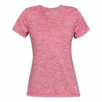 Under Armour Дамска Блуза Къси Ръкави Tech Twist Short Sleeve T Shirt Ladies Rebel Pink Дамски тениски с яка
