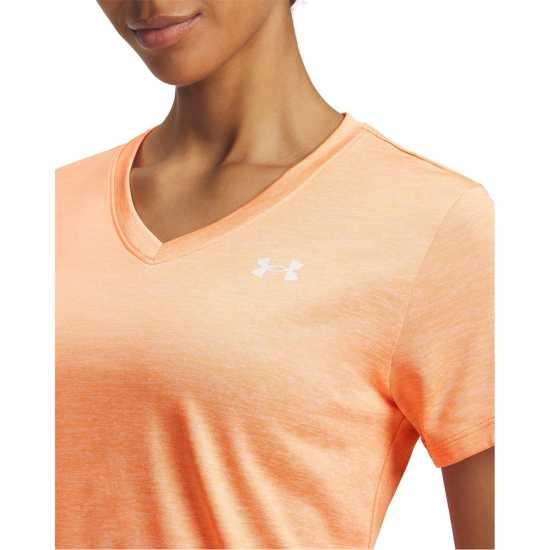 Under Armour Tech™ Twist V-Neck Short Sleeve Womens Orange Bloc Under Armour Tech™ Twist V-Neck Short Sleeve Womens Orange Bloc