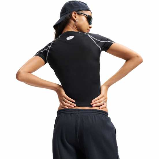 Under Armour Womens Heatgear® Elite Short Sleeve Performance Gym Top Ultimate Black 