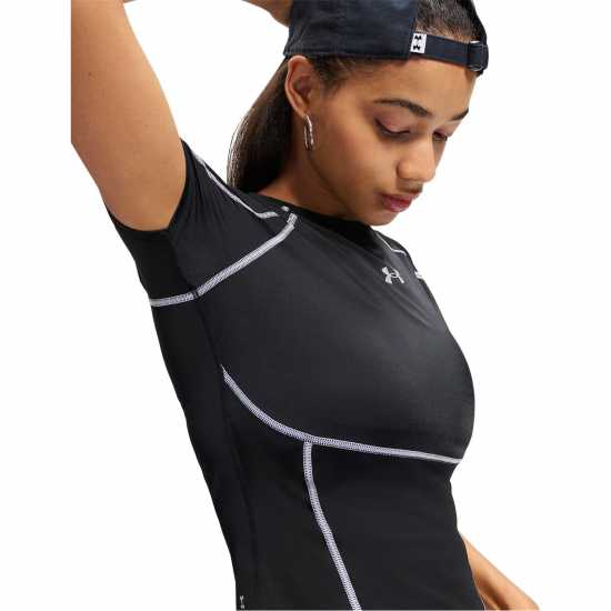 Under Armour Womens Heatgear® Elite Short Sleeve Performance Gym Top Ultimate Black 