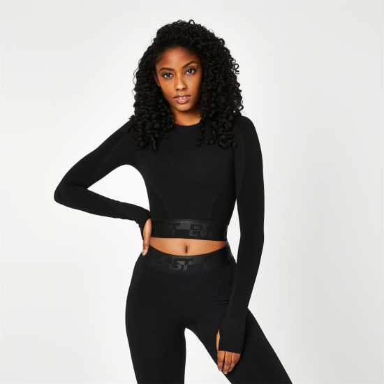 Йога Everlast Seamless Long Sleeve Crop Top Womens Черно Everlast Seamless Long Sleeve Crop Top Womens Черно Йога
